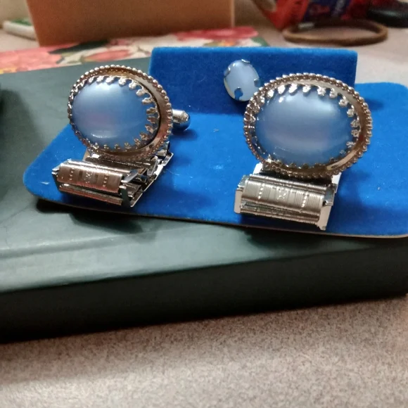 Hickok Sky Blue Tie Pin And Cuff Links Gift Set Vintage - Picture 3 of 5